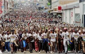 Some of whose members are seen marching