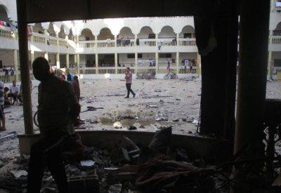 Destroyed school in Gaza